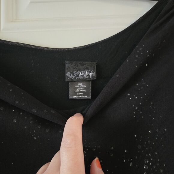 Daytrip Black One Shoulder Beaded Rhinestone Embellished Asymmetrical Top Small - Picture 9 of 9